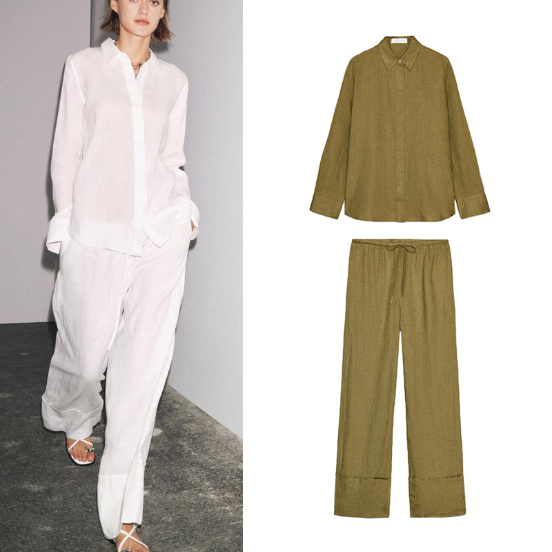 Casual Long Sve Collared irt A - đánh giá và giá Linen Pant Wide
