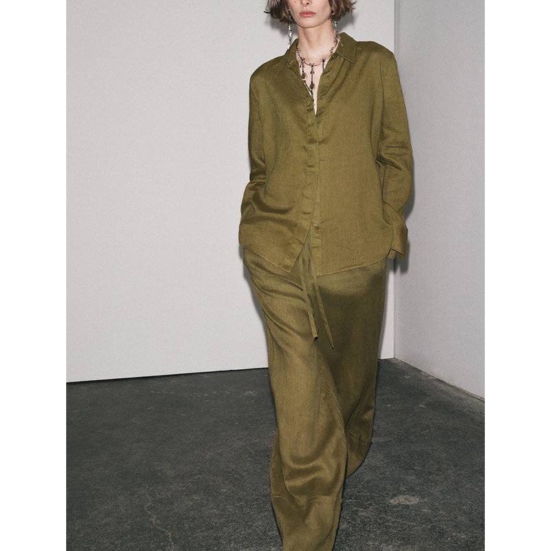 Casual Long Sve Collared irt A - đánh giá và giá Linen Pant Wide