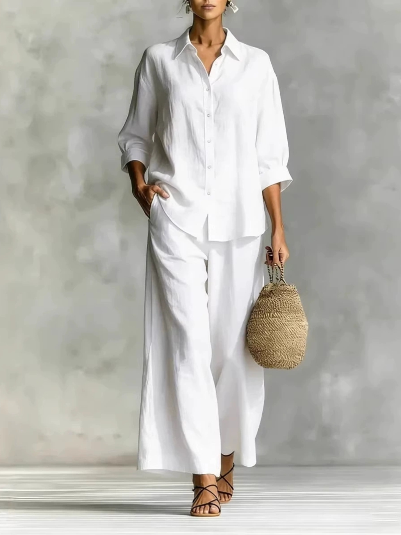Women's New 7-Sleeve Shirt & W - đánh giá và giá Linen Pant Wide