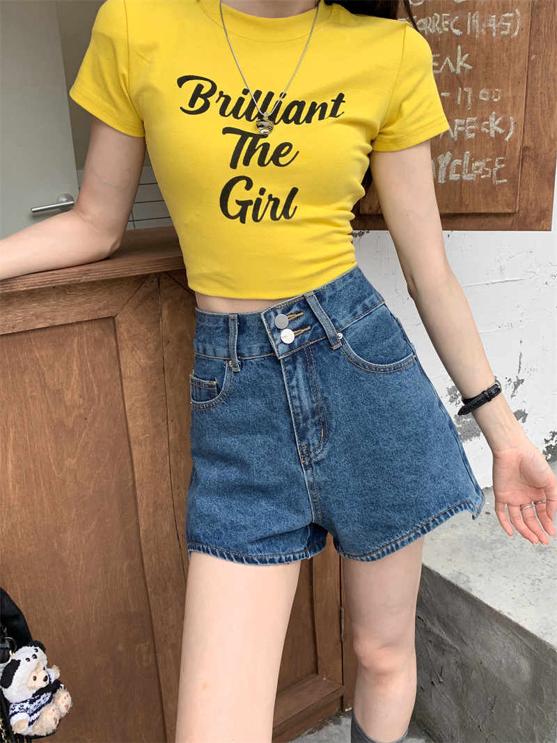 Blue denim shorts for women su - đánh giá và giá Shorts Denim Frayed